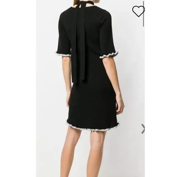 SEE BY CHLOÉ Black Wool Metallic Trim Half Sleeves Knit Midi Dress Size Large - Picture 2 of 15